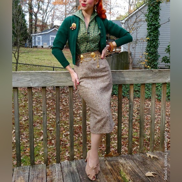 Vintage Wool Tweed Pencil Skirt - Picture 5 of 8